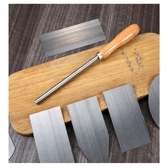 Wood Handle Stainless Steel Scraper Set - Picture 2 of 4